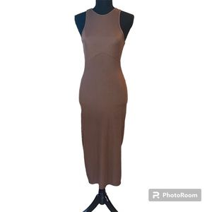 PrettyLittleThing Chocolate Brown Ribbed Midi Dress US Size 4